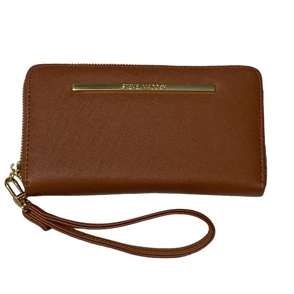 Steve Madden Tan Wristlet Wallet with Gold Hardware